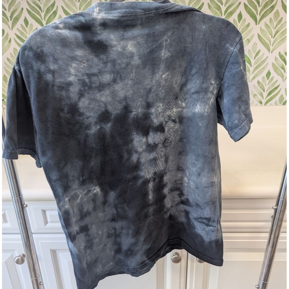 Liquid Blue Kiss Band Tee Small Y2K Ricker Chick 90 Tie Dye Gray Blue Relaxed - Picture 3 of 11